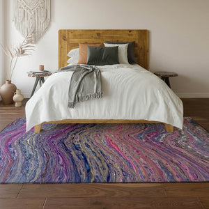 HomeRoots 9' X 12' Vibrant Raspberry & Purple Abstract Washable Area Rug for Indoor/Outdoor Spaces 642816