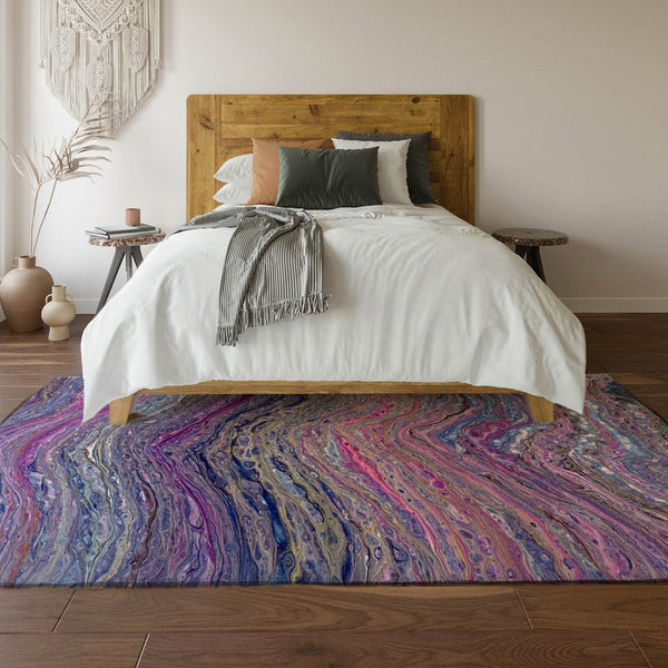 HomeRoots 9' X 12' Vibrant Raspberry & Purple Abstract Washable Area Rug for Indoor/Outdoor Spaces 642816