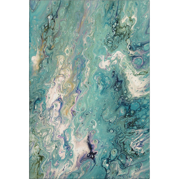 HomeRoots 8' X 10' Aqua and Ivory Abstract Area Rug - Stylish, Washable Design for Indoor & Outdoor Use! 642821