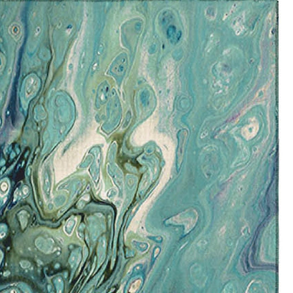 HomeRoots 8' X 10' Aqua and Ivory Abstract Area Rug - Stylish, Washable Design for Indoor & Outdoor Use! 642821