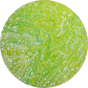 HomeRoots 8' Shamrock Green Round Area Rug - Stylish Abstract Design, Washable & Durable for Indoor/Outdoor Use 642826