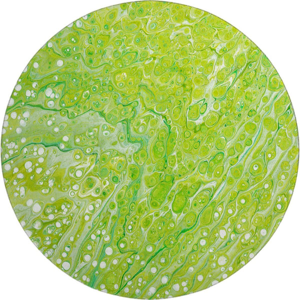 HomeRoots 8' Shamrock Green Round Area Rug - Stylish Abstract Design, Washable & Durable for Indoor/Outdoor Use 642826