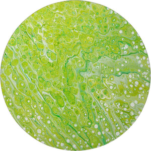 HomeRoots 8' Shamrock Green Round Area Rug - Stylish Abstract Design, Washable & Durable for Indoor/Outdoor Use 642826