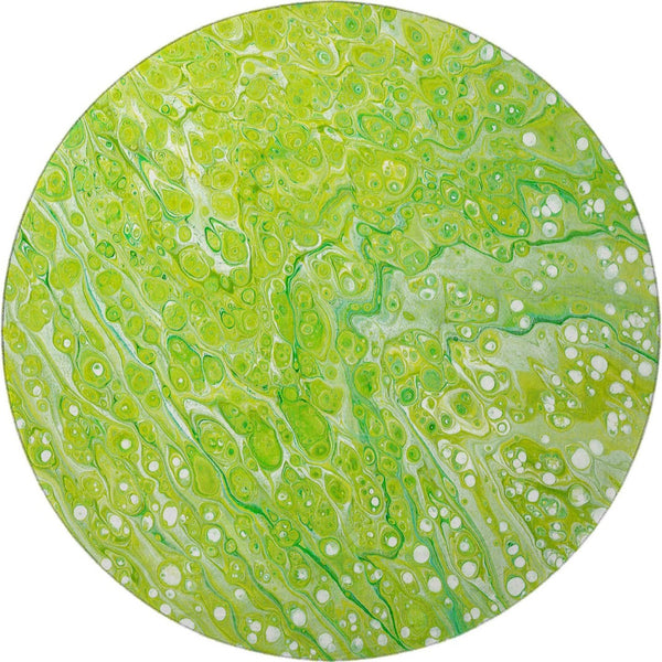 HomeRoots 8' Shamrock Green Round Area Rug - Stylish Abstract Design, Washable & Durable for Indoor/Outdoor Use 642826