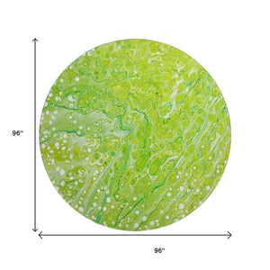 HomeRoots 8' Shamrock Green Round Area Rug - Stylish Abstract Design, Washable & Durable for Indoor/Outdoor Use 642826