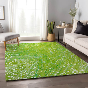 HomeRoots 8' X 10' Shamrock Green Abstract Washable Area Rug - Durable, Stain-Resistant for Indoor & Outdoor Use 642827