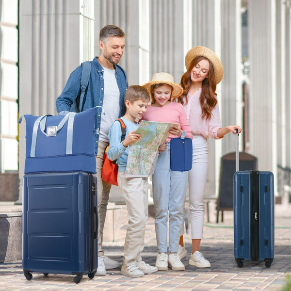 English Elm 2 Piece Abs Hard Shell Spinner Luggage Set with Tsa Lock Expandable Travel Suitcases Blue N732P198744C