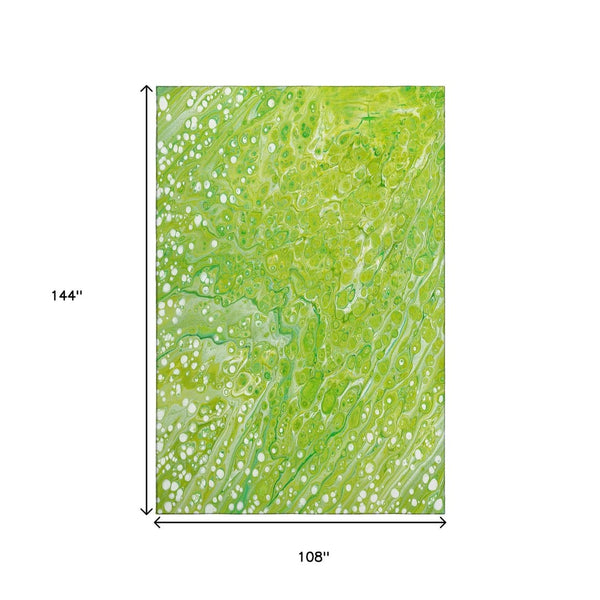 HomeRoots 9' X 12' Shamrock Green & Ivory Abstract Rug - Durable, Washable, Stylish for Indoor & Outdoor Spaces 642828