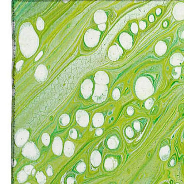 HomeRoots 9' X 12' Shamrock Green & Ivory Abstract Rug - Durable, Washable, Stylish for Indoor & Outdoor Spaces 642828