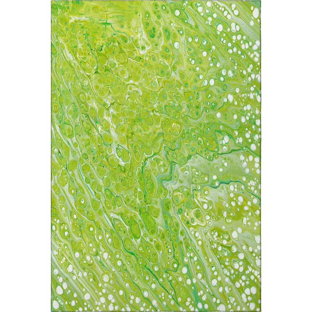 HomeRoots 10' Shamrock Green & Ivory Abstract Washable Rug – Durable Indoor/Outdoor Design for High-Traffic Areas 642829