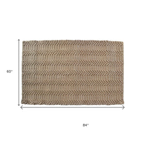 HomeRoots 5' X 7' Hand-Woven Jute Area Rug - Modern Abstract Design, Unique Artisan Craftsmanship & Durability 642836