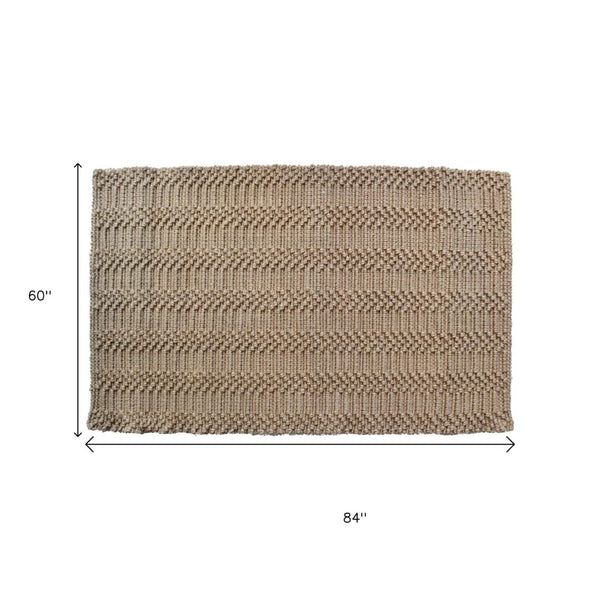 HomeRoots 5' X 7' Hand-Woven Jute Area Rug - Modern Abstract Design, Unique Artisan Craftsmanship & Durability 642836