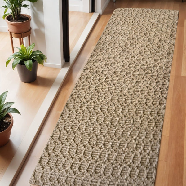 HomeRoots 6' Hand-Woven Natural Jute Area Rug - Modern Geometric Design for Stylish and Cozy Spaces 642838