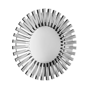 HomeRoots 18" Silver Glass Sunburst Accent Mirror - Glamorous Wall Decor for Modern Interiors & Elegant Spaces 642842