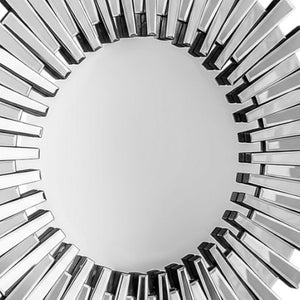 HomeRoots 18" Silver Glass Sunburst Accent Mirror - Glamorous Wall Decor for Modern Interiors & Elegant Spaces 642842