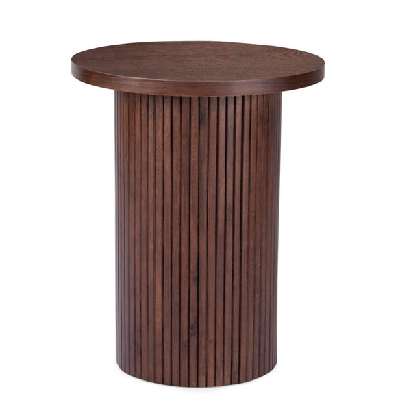 HomeRoots 22" Brown Wood Round Pedestal End Table - Versatile Accent Piece for Modern Living Spaces, Fully Assembled 642847