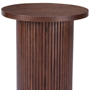 HomeRoots 22" Brown Wood Round Pedestal End Table - Versatile Accent Piece for Modern Living Spaces, Fully Assembled 642847