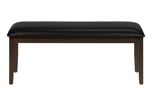 English Elm Bench, 48" Rectangular Upholstered Entryway Bench with Faux Leather Seat and Solid Wood Frame, Durable Black 50 L x 17 W x 7 H B2710P218882