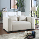 Alfie Beige Linen Textured Fabic Loveseat 642Beige-L Meridian Furniture