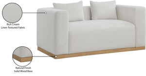 Alfie Cream Linen Textured Fabic Loveseat 642Cream-L Meridian Furniture