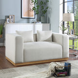 Alfie Cream Linen Textured Fabic Loveseat 642Cream-L Meridian Furniture