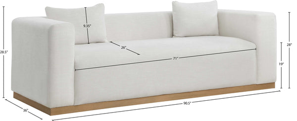 Alfie Cream Linen Textured Fabic Sofa 642Cream-S Meridian Furniture