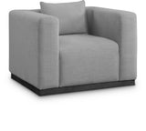 Alfie Grey Linen Textured Fabic Chair 642Grey-C Meridian Furniture