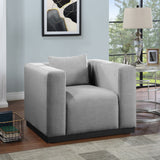 Alfie Grey Linen Textured Fabic Chair 642Grey-C Meridian Furniture