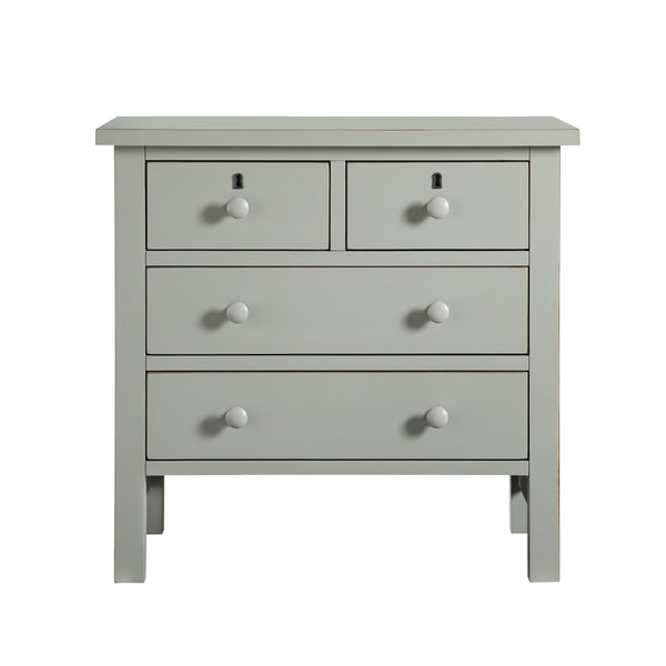 English Elm Georgina Distressed 4-Drawer Nightstand with French Dovetail Drawers and Decorative Faux Keyholes, 32" Antique Grey B050P376954
