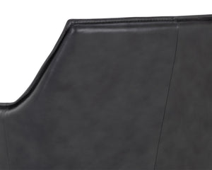 Sunpan Crosby Swivel Lounge Chair - Luxurious Italian Leather, Stylish Black Steel Legs, Modern Comfort Design Alpine Black Leather