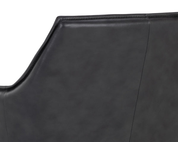 Sunpan Crosby Swivel Lounge Chair - Luxurious Italian Leather, Stylish Black Steel Legs, Modern Comfort Design Alpine Black Leather