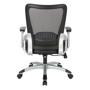 OSP Home Furnishings Screen Back Ergonomic Mesh Office Chair with Lumbar Support and Faux Leather Padded Seat EMH69216-U6