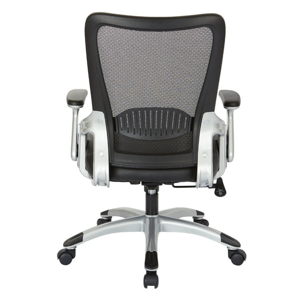 OSP Home Furnishings Screen Back Ergonomic Mesh Office Chair with Lumbar Support and Faux Leather Padded Seat EMH69216-U6
