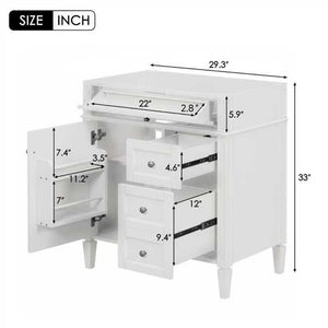 English Elm 30'' Modern Bathroom Vanity Cabinet With 2 Drawers, Tip-Out Storage & Elegant Design - No Basin N710P250685K