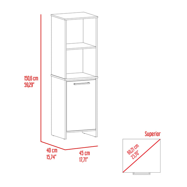 English Elm Kitchen Pantry Tall Storage Cabinet with Two Open Shelves, Soft-Close Door and Adjustable Interior Shelves White 33.46 L x 20.86 W x 7.87 H B097133148