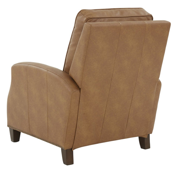 English Elm Jack Faux Leather Manual Recliner with Nailhead Trim and Solid Wood Tapered Legs B050P229966