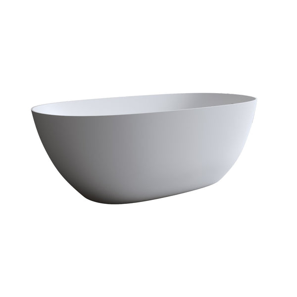 English Elm 65'' Resin Stone Freestanding Soaking Tub Ergonomic Matte White Spa Bath W2753P340262