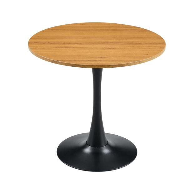 English Elm Round Faux Marble Tulip Pedestal Dining Table Mid Century Modern for Small Bistro Spaces Black,Wood W2920P405350
