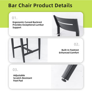 English Elm Modern 2Pc Bar Stools Set - Stylish Aluminum Patio Chairs With Ergonomic Design & Sunbrella Cushions W1886P300268