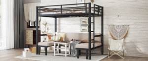 English Elm Full Metal Bunk Bed With Convertible Lower Sofa, Safety Rails & Space-Saving Design In Black Finish W1580S00207