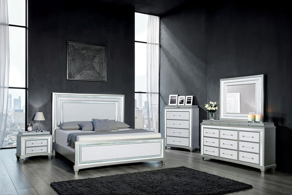 English Elm Glam Nightstand with Led Accent Lighting Faux Crystal Trim and Acrylic Pulls Gray B2741P430424