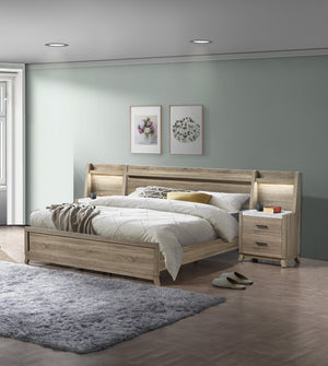 English Elm 1pc Rustic Two-Drawer Nightstand with Distressed Finish and Ample Storage for Bedroom Organization Brown,White 26.38 L x 22.87 W x 25.35 H B2741P330633