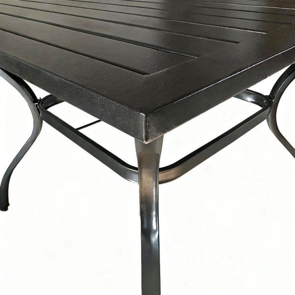 English Elm Metal Square Outdoor Dining Table Powder Coated Steel Slatted Top Seats Four W5159P445936