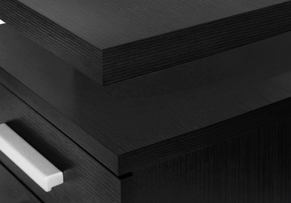 English Elm Computer Desk with Reversible Drawer Unit and Floating Top, 3-Drawer Storage, Modern Office Compact Workstation Black 52 L x 27 W x 8 H B2710P219901