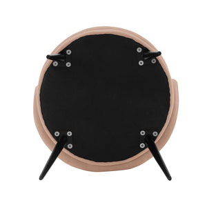 English Elm Kaya Velvet Dining Chair with Solid Elm Frame, Pleated Low Back, Gold Ring Accent, Durable 330lb Capacity Natural B365P397704