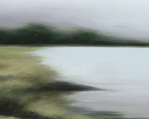 Sunpan Lakeside Views Wall Art Set of 2 - Hand-Painted Marsh Landscape in Elegant Black Floater Frame