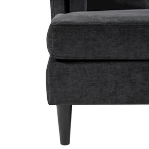 English Elm Swivel Barrel Accent Chair Chenille Tufted Round Club Seat for Living Room Lounge Black N719S002310B