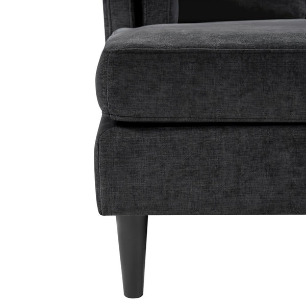 English Elm Swivel Barrel Accent Chair Chenille Tufted Round Club Seat for Living Room Lounge Black N719S002310B