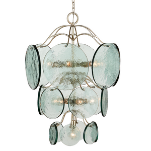 Rovigo Chandelier - Elegant Silver Leaf Design with Recycled Glass Discs for Contemporary Spaces