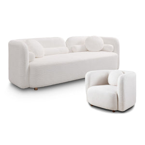 English Elm C32508, Japandi Boucle Sofa Set with Accent Chair Low Profile Cloud Seating W2664S00071